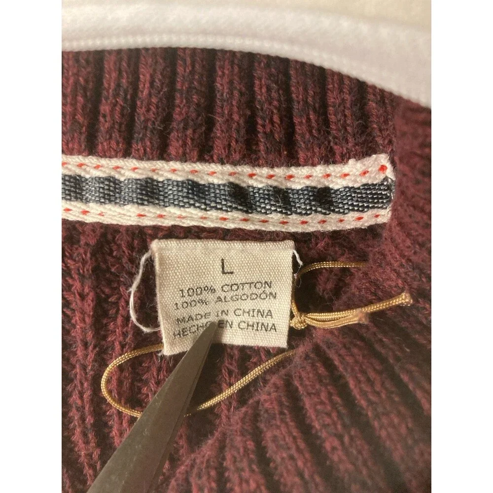 Weatherproof Men's Cotton Ribbed Knit Mock Neck Pullover Sweater Burgundy L